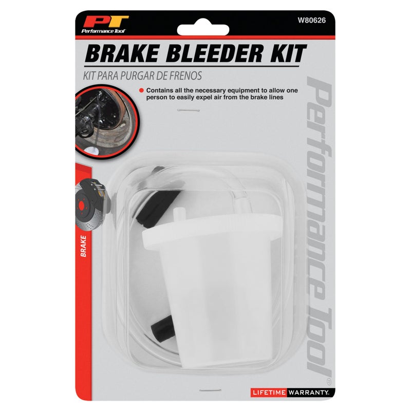 Performance Tool W80626 One Person Brake Bleeder Kit with 3 Adapters, Easily Remove Air from Brake Lines, 12in. Hose Length, 8oz. Cup Capacity - Image 4